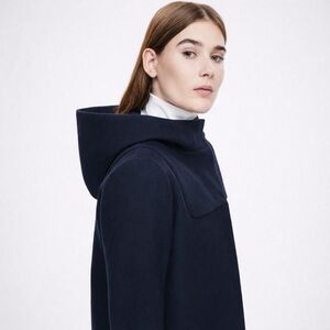 COS Wool Cashmere Hooded Duffle Coat Navy Blue | Size 4